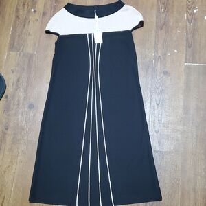 Chic Black and Cream Long Sleeve Dress